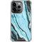 Aqua Blue Marble Ink iPhone 14 Pro Clear Case